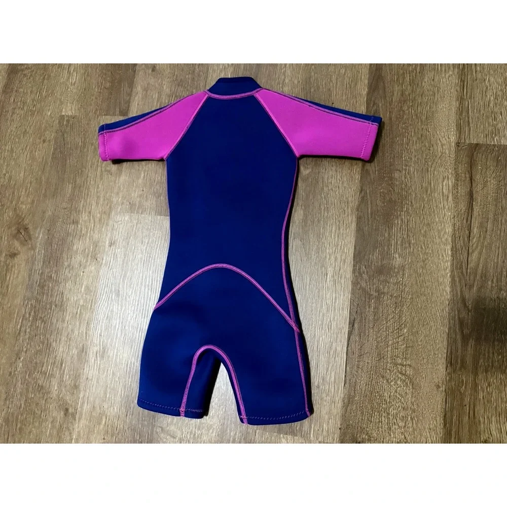 Seaskin 2mm Kids Front Zipper‎ Shorty Diving Suit Navy/Pink Wetsuit Size 2